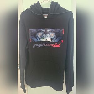 Mens Black Pyramid Hoodie Size Large
